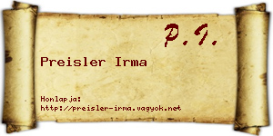 Preisler Irma névjegykártya
