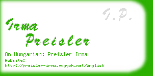 irma preisler business card